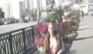 Russian beauties flashing in public