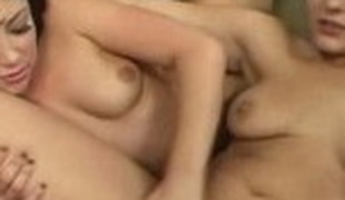 Lewd pornstars Bianca Dagger and Vanessa Lynn in hottest threesome, brunette porn clip