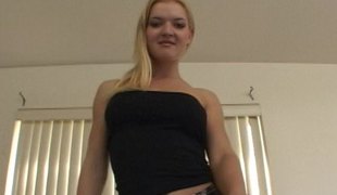Stylish blonde babe sucks the black schlong like there's no the next day