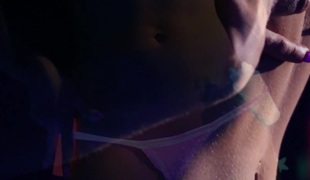 Black-light painted playgirl gets a good fucking