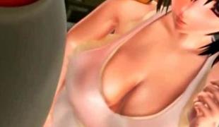 3D Big Titted Teen Gives Hot Handjob