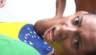 Stunning Brazilian porn bitch needs 2 big peckers right now