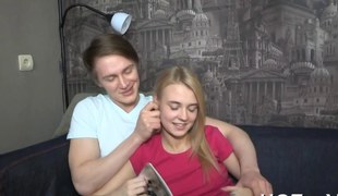 Skinny legal age teenager receives screwed whilst her cuckold bf watches and helps
