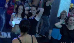 Dancing euro whores have dirty fun on the dance floor